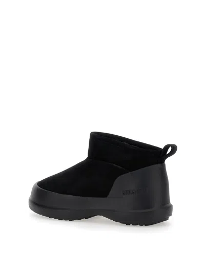 Moon Boot Mezzaluna Suede Ankle Boots Pull Tab In Black