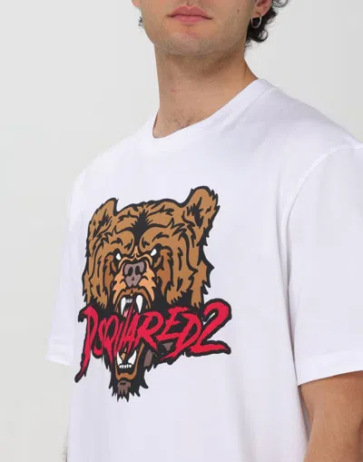 Dsquared2 Bear Logo Regular Fit T-shirt In White