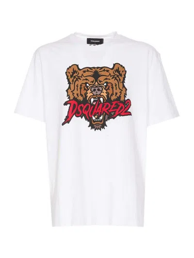 Dsquared2 Bear Logo Regular Fit T-shirt In White