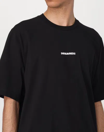 Dsquared2 Logo-embroidered Slouch Fit T-shirt In Black