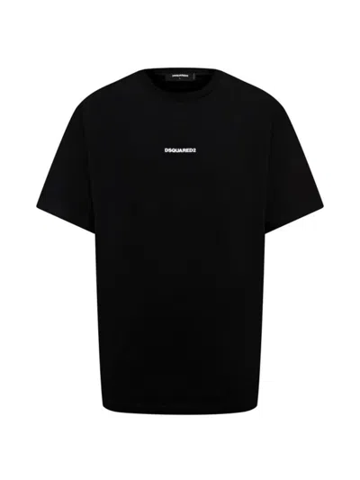 Dsquared2 Logo-embroidered Slouch Fit T-shirt In Black