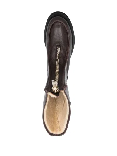 Ferragamo Leather With Gancini Hardware Ankle Boot In Brown