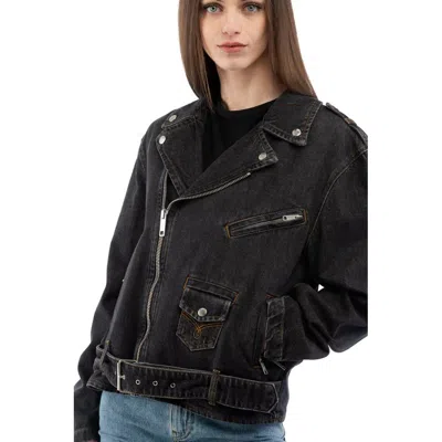 Moschino Multicolor Cotton Denim Jacket In Black