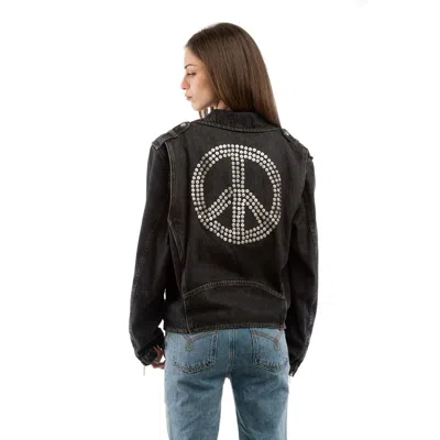 Moschino Multicolor Cotton Denim Jacket In Black
