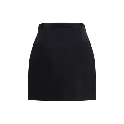 Versace Medusa-embellished Silk-trimmed Wool-blend Mini Skirt In Black