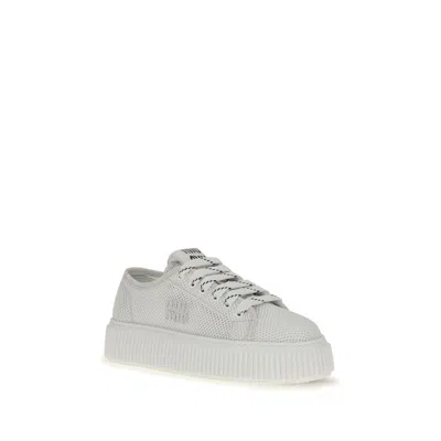 Miu Miu Mesh Platform Sneaker In White