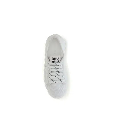 Miu Miu Mesh Platform Sneaker In White