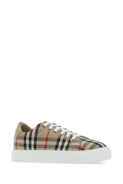 Burberry Checked Canvas Sneaker In Brown