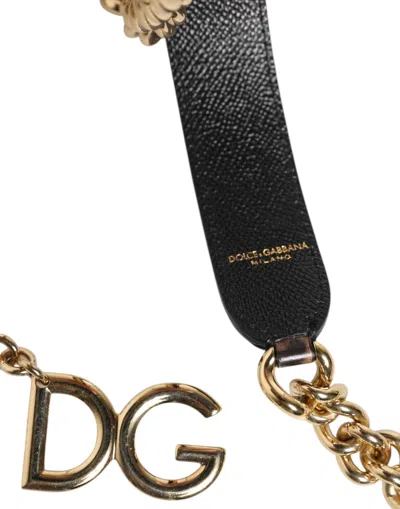 Dolce & Gabbana Leather Chain Shoulder Strap Shoulder Strap In Brown