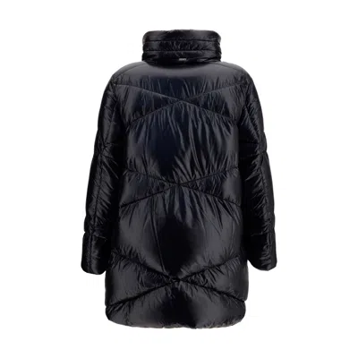 Herno Quilted Glossy High Collar Polyamide Down Jacket In Black