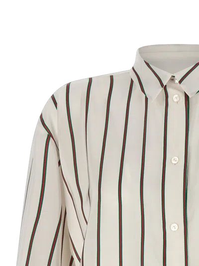 Gucci Web-striped Silk Blouse In Multi