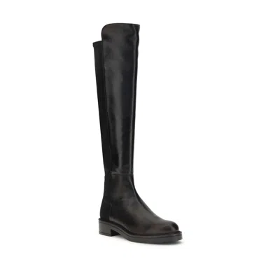Stuart Weitzman Black Nappa Leather And Fabric Celia Boots In Black
