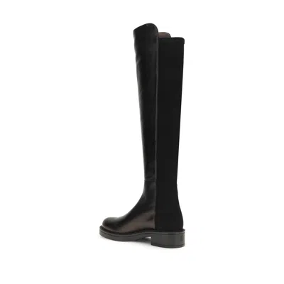 Stuart Weitzman Black Nappa Leather And Fabric Celia Boots In Black