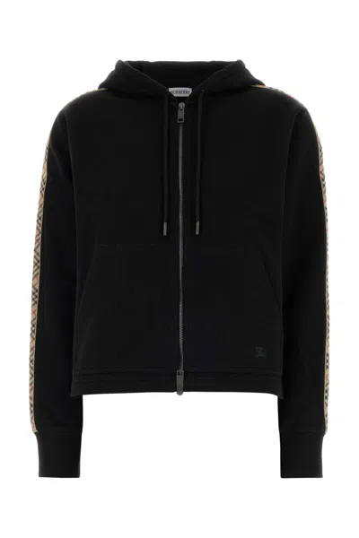 Burberry Check Stripe Sweatshirt In Black