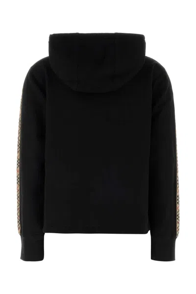 Burberry Check Stripe Sweatshirt In Black