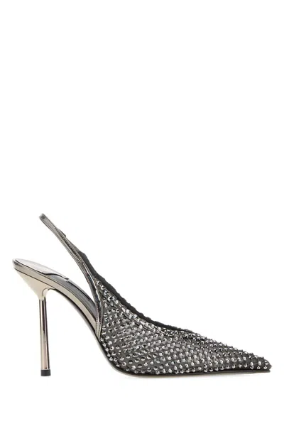 Le Silla 100mm Gilda Crystal-embellished Slingback Pumps In Silver