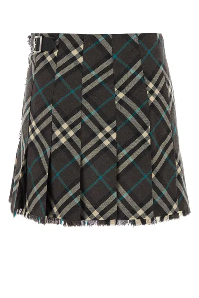 Burberry Check Embroidered Mini Skirt In Polyester Blend In Multi