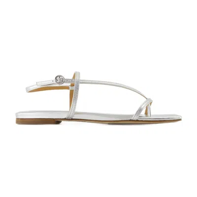Aeyde Ella Metallic Leather Sandals In Gray
