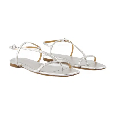 Aeyde Ella Metallic Leather Sandals In Gray