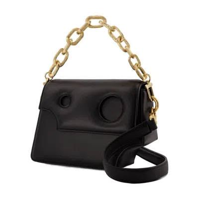 Off-white Face-detail Chain-strap Leather Shoulder Bag In Black