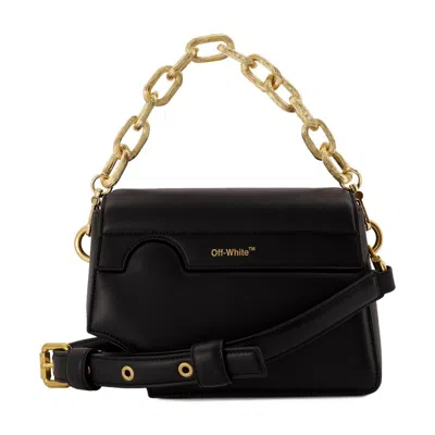 Off-white Face-detail Chain-strap Leather Shoulder Bag In Black