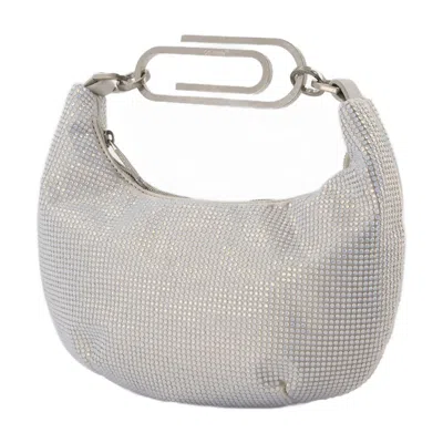 Off-white Crystal-embellished Shoulder Bag In Silver