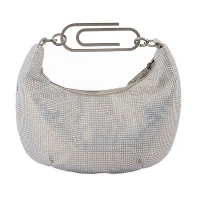 Off-white Crystal-embellished Shoulder Bag In Silver
