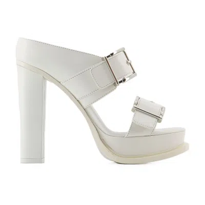 Alexander Mcqueen Leather Platform Sandal Platform Heel In White
