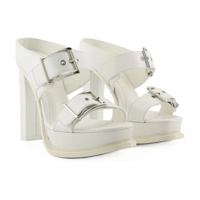 Alexander Mcqueen Leather Platform Sandal Platform Heel In White