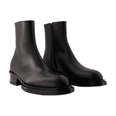 Alexander Mcqueen Cuban Stack Heel Leather Ankle Boot In Multi
