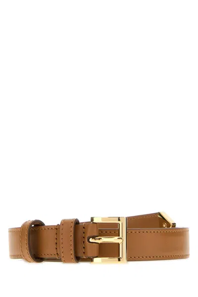 Prada Biscuit 2 Cm Calf Leather Belt In Brown