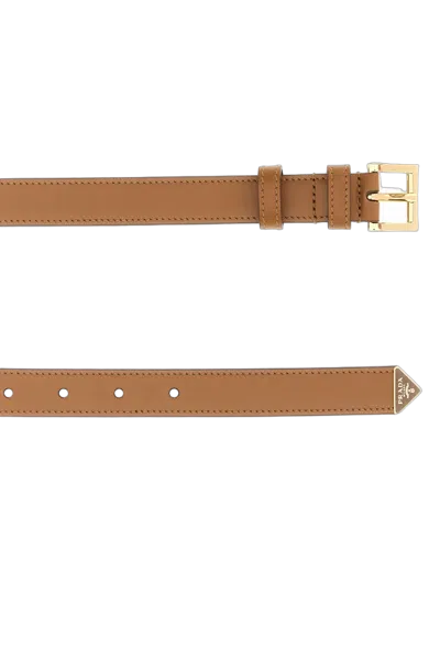 Prada Biscuit 2 Cm Calf Leather Belt In Brown