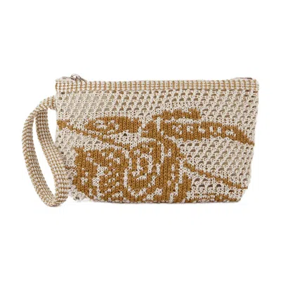 Burberry Open-weave Cotton Mesh Pouch In White