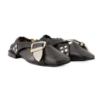 Toga Pulla Leather Slip-on With Bow Flat In Black