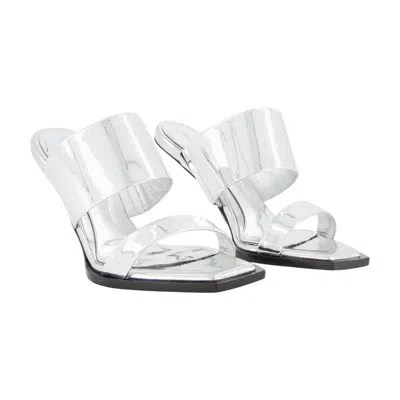 Alexander Mcqueen Metallic Leather Platform Mule In Metallic
