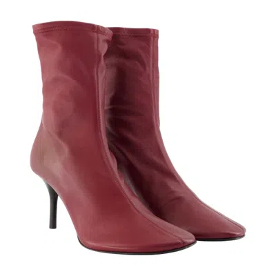 Acne Studios Lambskin Leather Ankle Boot In Burgundy