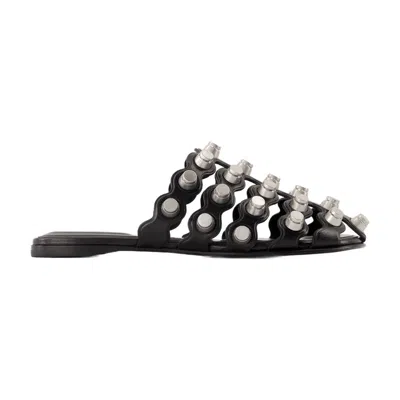 Alexander Wang Rexa Cage Slide Flat In Black