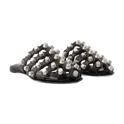 Alexander Wang Rexa Cage Slide Flat In Black