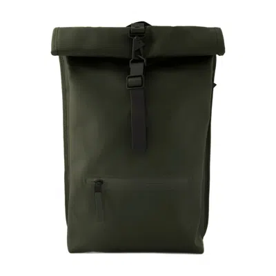 Rains Roll-top Synthetic Backpack In Green