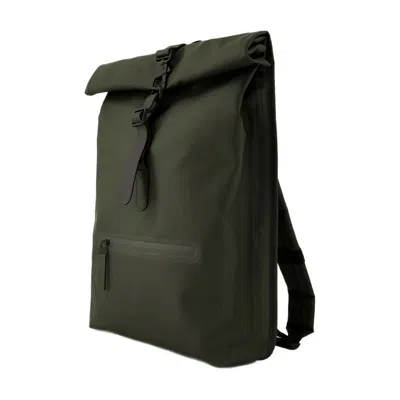 Rains Roll-top Synthetic Backpack In Green
