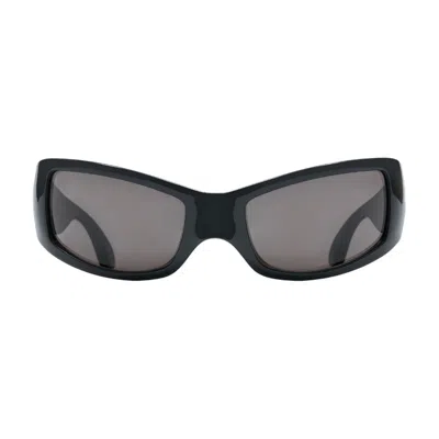 Balenciaga Bb0461s-001 Bioplastic Rectangular Sunglasses In Black