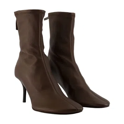 Acne Studios Round-toe Leather Ankle Boots In Brown