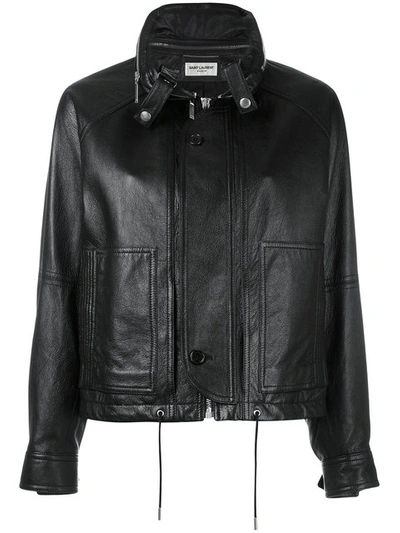 Saint Laurent Slouchy Parka Jacket In Black