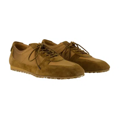 Aeyde Suede Lace-up Flat In Brown