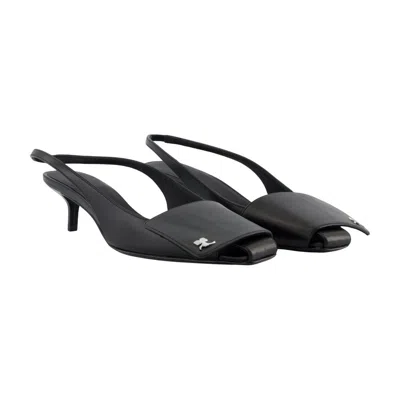 Courrèges 45mm Fold Leather Slingback Pumps In Black