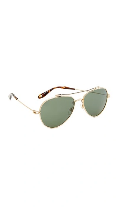 Givenchy Women's Double Brow Bar Aviator Sunglasses, 58mm In Gold/green Solid
