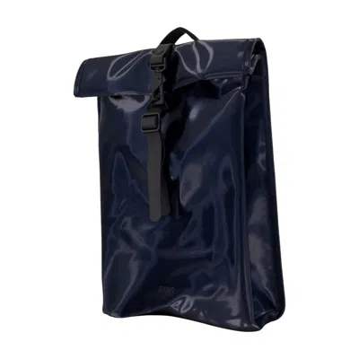 Rains Roll-top Synthetic Backpack In Blue