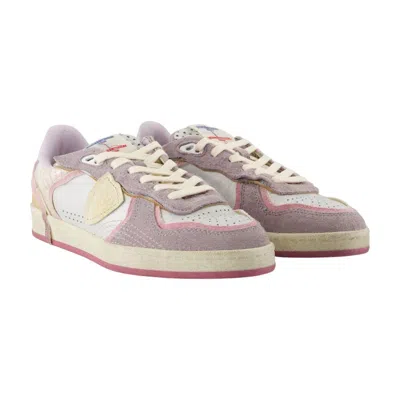 Philippe Model Multicolor Patchwork Goatskin Sneaker In Pink