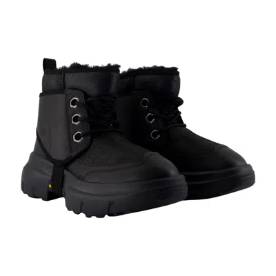 Ugg Leather Blend Platform Boots In Black
