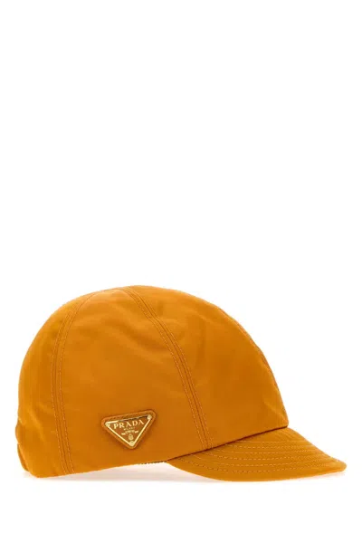 Prada Cappelli Re-nylon Baseball Cap In Orange